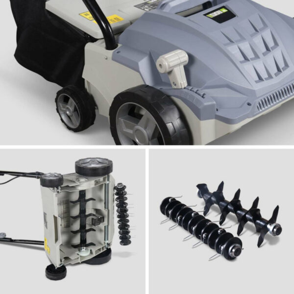 Scarificateur électrique gazon VOLTR 1500W, 2en1 aérateur et démousseur pelouse, 2 rouleaux 4
